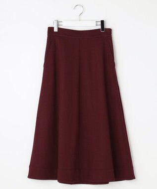 自由区 ウールジャージー フレアシルエットスカート ワイン系