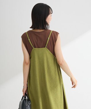 Green Parks 表面感脇リボンキャミワンピース Lime Green