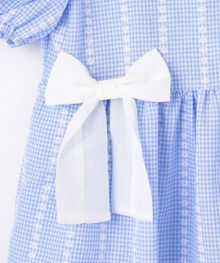 ANY KIDS 【洗濯機可能】サッカー ストライプワンピース サックスブルー