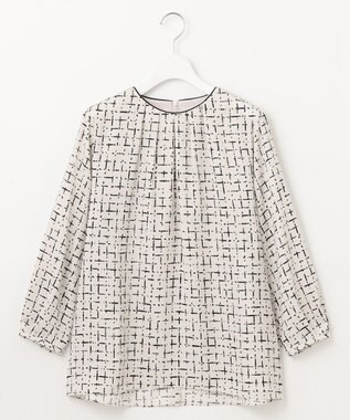 自由区 L 【セットアップ対応・洗える】スクラッチチェックプリント ブラウス ベージュ系5