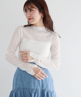 Green Parks ｄａｚｚｌｉｎ　シアーリブニットプルオーバー Off White