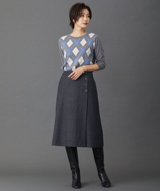 J.PRESS LADIES 【洗える】アーガイルツイン ニット グレー系