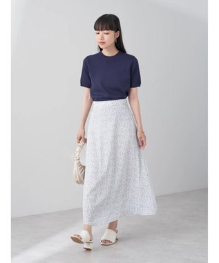 earth music&ecology フラワープリントフレアスカート Off White