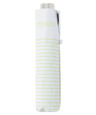 MOONBAT 【軽量】マッキントッシュ フィロソフィー 晴雨兼用日傘 折りたたみ傘 ボーダー／遮光 遮熱 UV オフ×ライムボーダー