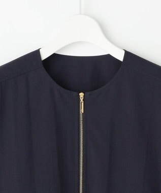 自由区 ファンクショナルブロード ノーカラーブルゾン ネイビー