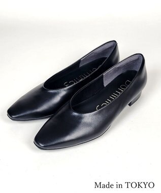 Dominic3 ディープカット レザーパンプス ブラック