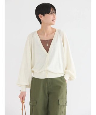 AMERICAN HOLIC 袖ボリュームショートニットカーディガン Ivory