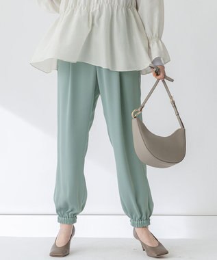 【防シワ性/吸水速乾】ジョーゼットサテン ジョグパンツ