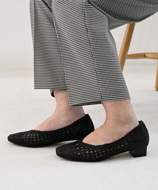 APOM レザーメッシュパンプス30 ブラック