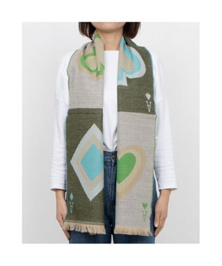 UNBILLION カシュネ cache nez / トランプ柄マフラー グリーン