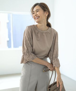 any SiS 【洗える】カットエンブロイダリースリーブ ブラウス