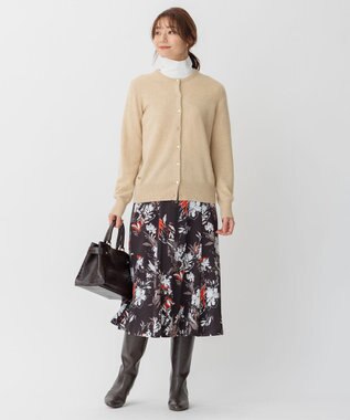 自由区 【洗える】ブラッシュドフラワープリント フレアスカート ダークブラウン系5