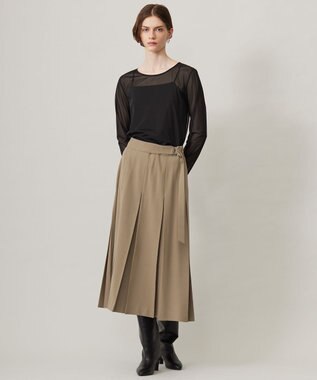 ICB 【洗える】ウール2WAYストレッチ スカート フォーン系