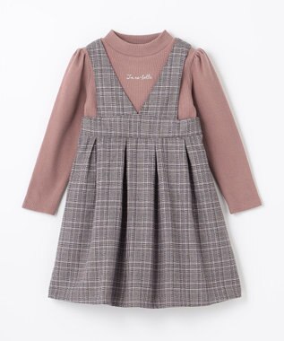 ANY KIDS ドッキングチェックワンピース ココア系