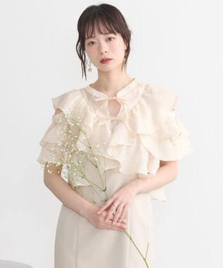 earth music&ecology SET2点フリルボレロ＋ナローワンピース ライトベージュ