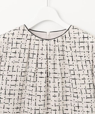 自由区 L 【セットアップ対応・洗える】スクラッチチェックプリント ブラウス ベージュ系5