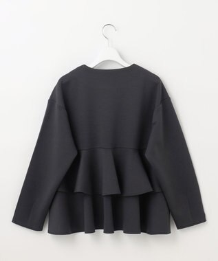 Feroux 【洗える】ダンボールフリル ジャケット グレー系