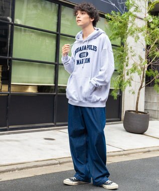 WEGO ヘビーウエイトサガラカレッジプルパーカー グレー