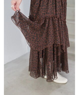 AMERICAN HOLIC 丈違いティアードフリルギャザースカート Brown