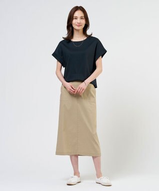 J.PRESS LADIES S 【人気素材】セルロースリネンストレッチ ナロー スカート ベージュ系