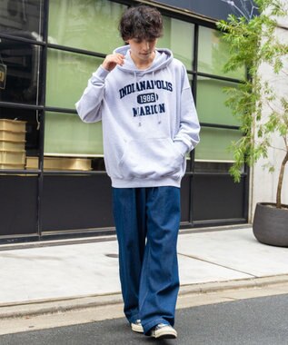 WEGO ヘビーウエイトサガラカレッジプルパーカー グレー