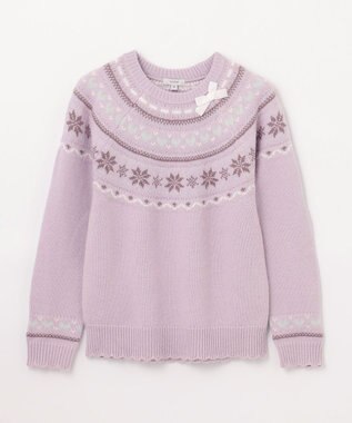 ANY KIDS ノルディック柄 ニット ラベンダー系