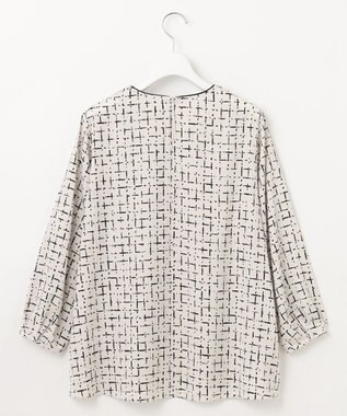 自由区 L 【セットアップ対応・洗える】スクラッチチェックプリント ブラウス ベージュ系5