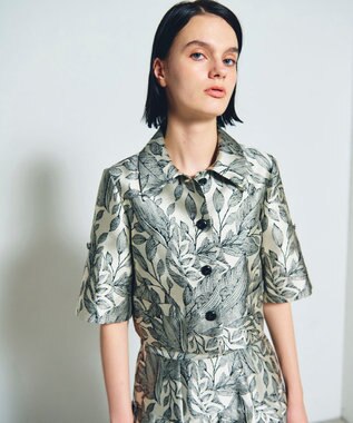 GRACE CONTINENTAL ボタニカルジャガードシャツ キナリ