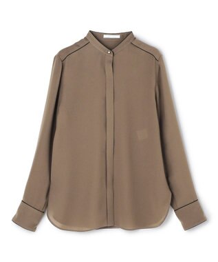 BEIGE， STOW / 配色パイピング バンドカラーシャツ Khaki