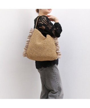 UNBILLION カシュカシュ cachecache / サイドフリルワンンハンドルトート カゴバッグ ブラウン