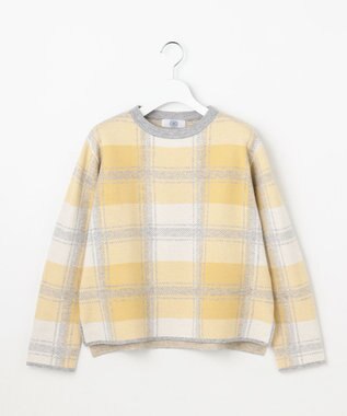 J.PRESS LADIES L Wooly Stretch Plaid ニット イエローチェック系