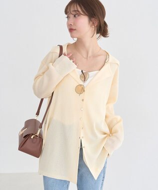 earth music&ecology テーラーカラーニットカーディガン Ecru