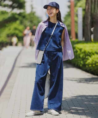 UNFILO L UNFILO DENIM LIGHT ノースリーブブラウス ミディアムインディゴ