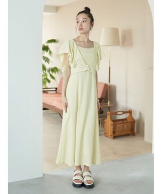 earth music&ecology ＳＥＴ２点　フリルショルダーツーピースワンピース Yellow