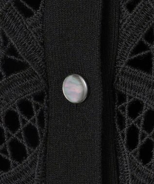 23区 L 【洗える】エンブロイダリーレース カーディガン ブラック系