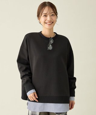 ANY L サイドドットダンボールトレーナー ブラック