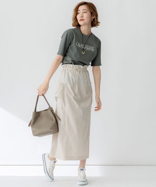 23区 L 【撥水加工/洗える】ブライトタフタ ドロスト スカート ベージュ系