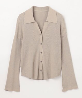 GRACE CONTINENTAL スラブリブシャツニットトップ ベージュ