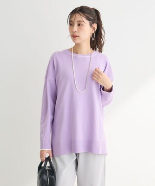 Green Parks アンチピリングライン入りニットプルオーバー Purple