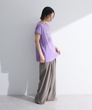 Green Parks フレンチスリーブ筆記体ロゴチュニック Purple