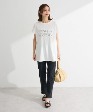 Green Parks フレンチスリーブ筆記体ロゴチュニック Off White