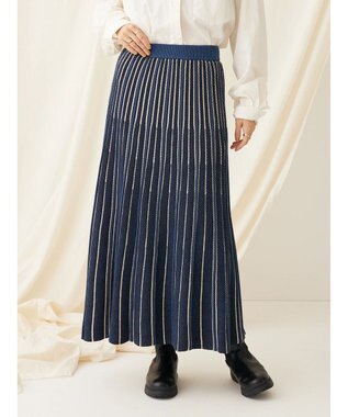 CRAFT STANDARD BOUTIQUE 配色ストライプニットスカート Blue