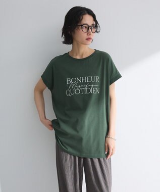 Green Parks フレンチスリーブ筆記体ロゴチュニック Green