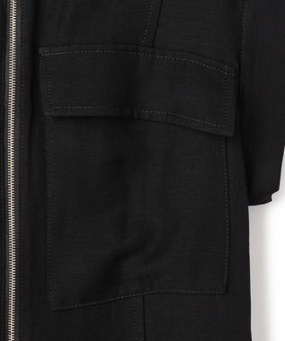 BEIGE， BERNARD / リネン混 フロントジップ スタンドカラードレス Black