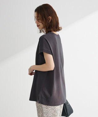 Green Parks フレンチスリーブ筆記体ロゴチュニック Dark Gray