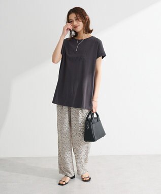 Green Parks フレンチスリーブ筆記体ロゴチュニック Dark Gray