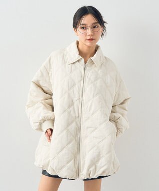 earth music&ecology ダブルステッチキルティングコート Ivory