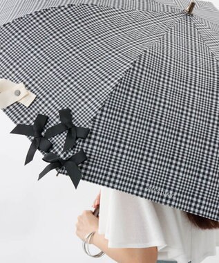 AURORA 【 JILL STUART（ジル スチュアート）】・WEB限定・　リボン付き晴雨兼用パラソル(折りたたみ) ブラック