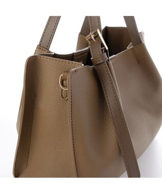 UNBILLION カシュカシュ cachecache / フェイクレザーショルダーバッグ付スクエアトート ブラウン