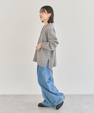 Green Parks フェイクレイヤードＶネックニットプルオーバー Gray Mixture